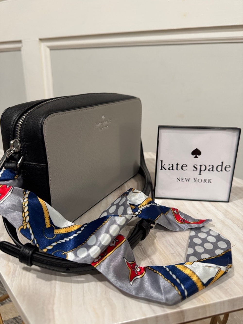 Kate Spade Bag Sienna Gray Black Colorblock Camera Crossbody